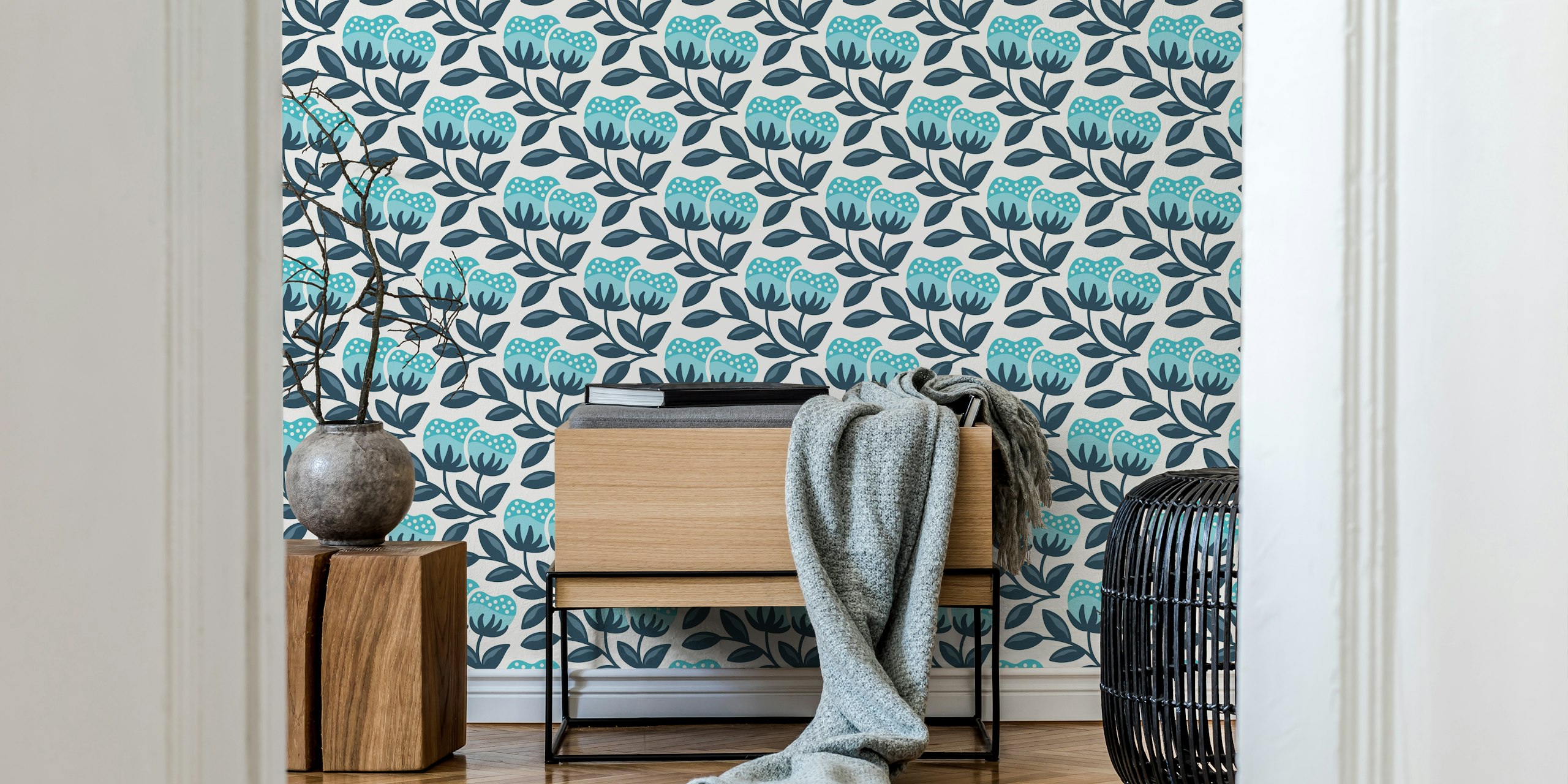 Hand drawn wildflowers wallpaper design
