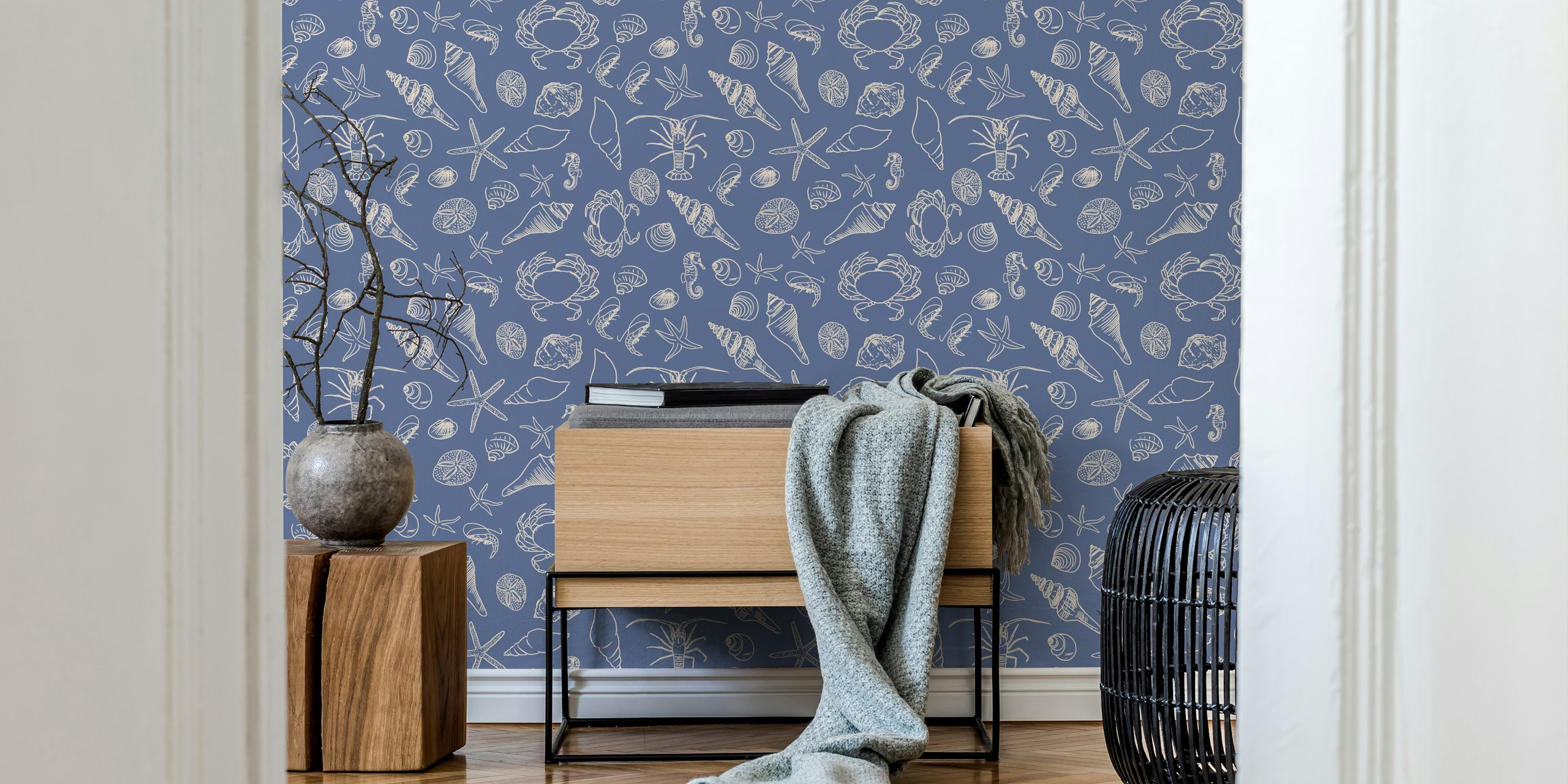 Seahorse Ocean Nautical wallpaper in a room