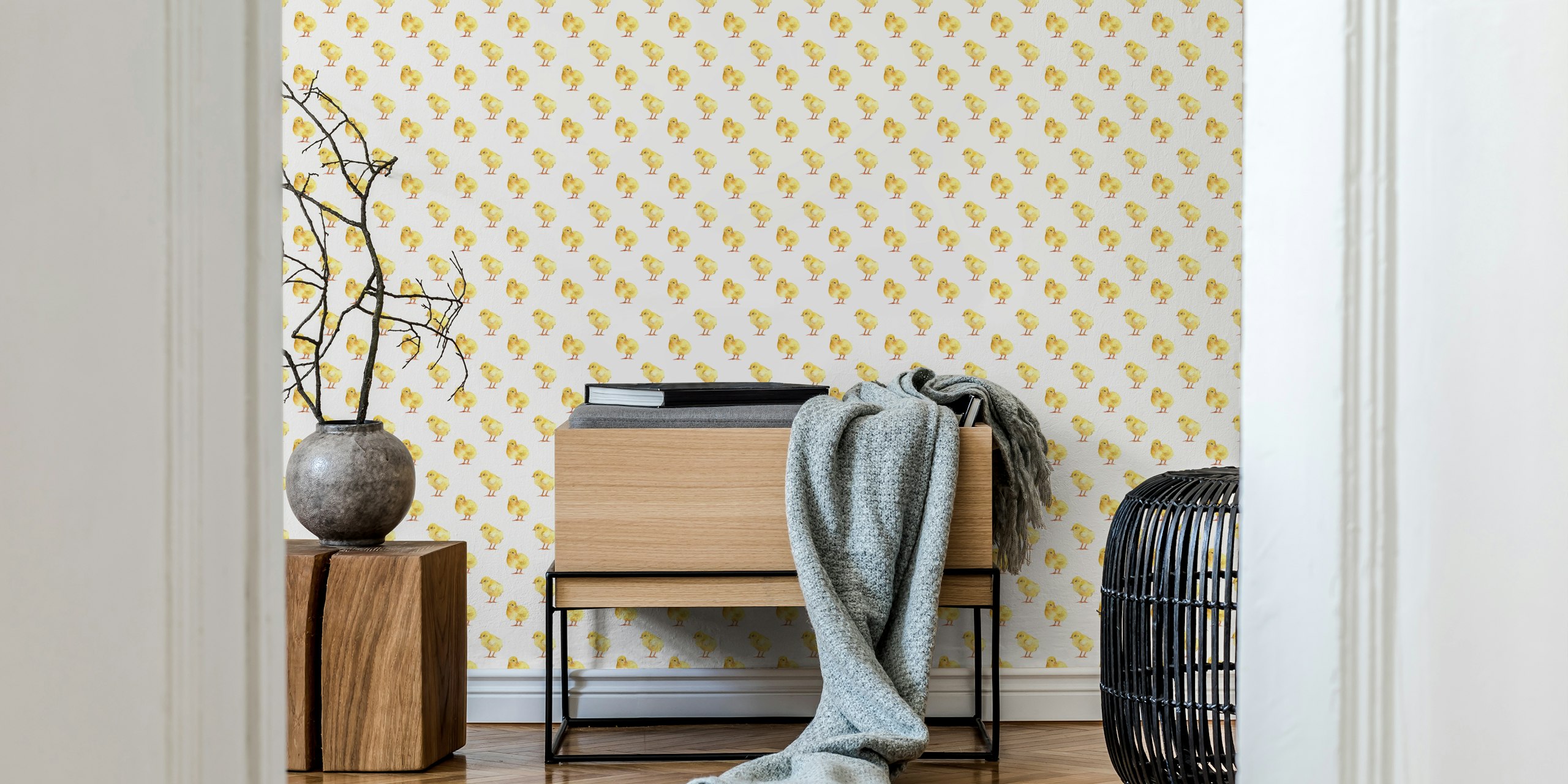 Nursery wallpaper with baby chicks design