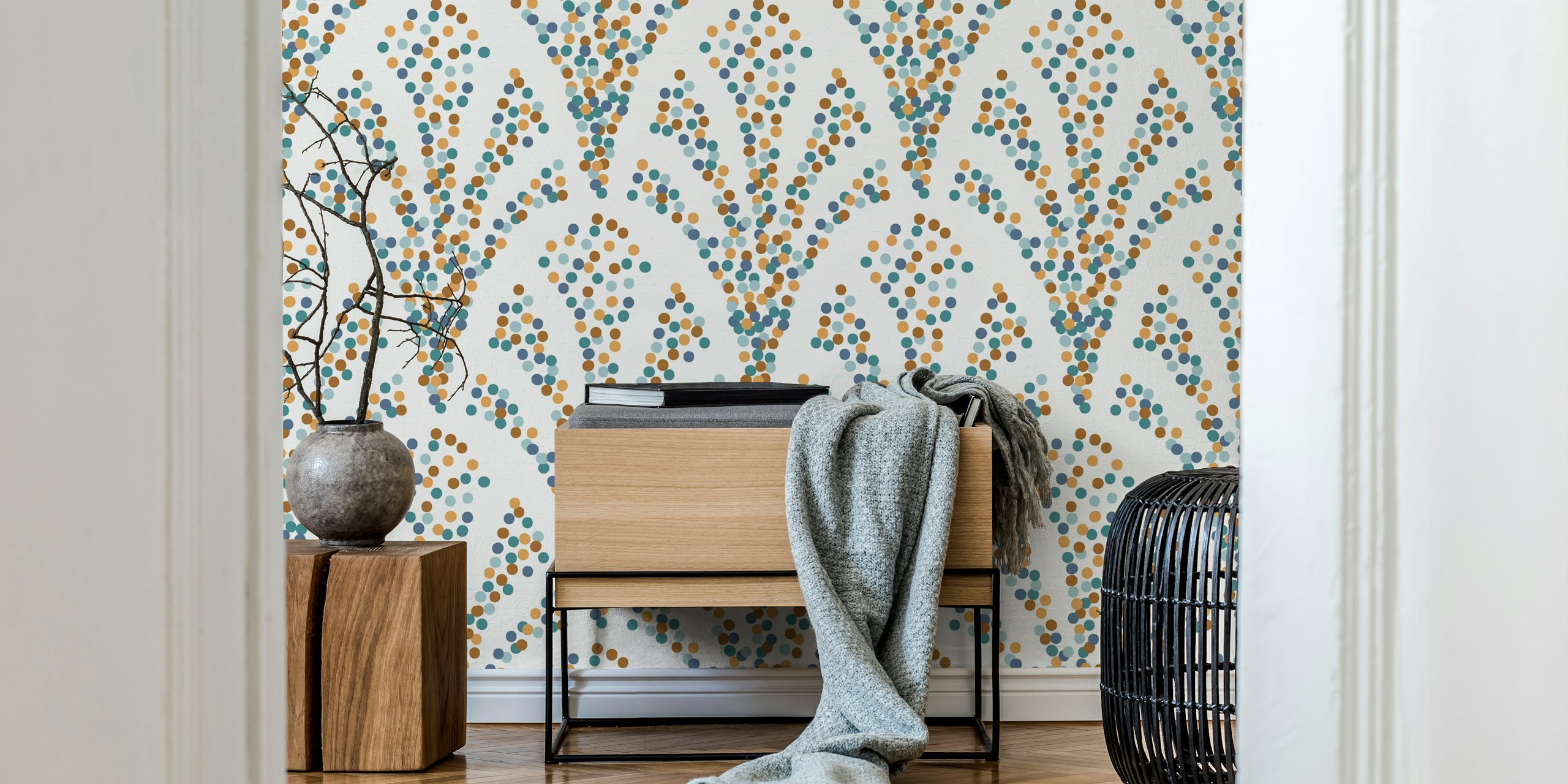 Confetti fountain beach vibes wallpaper in a room