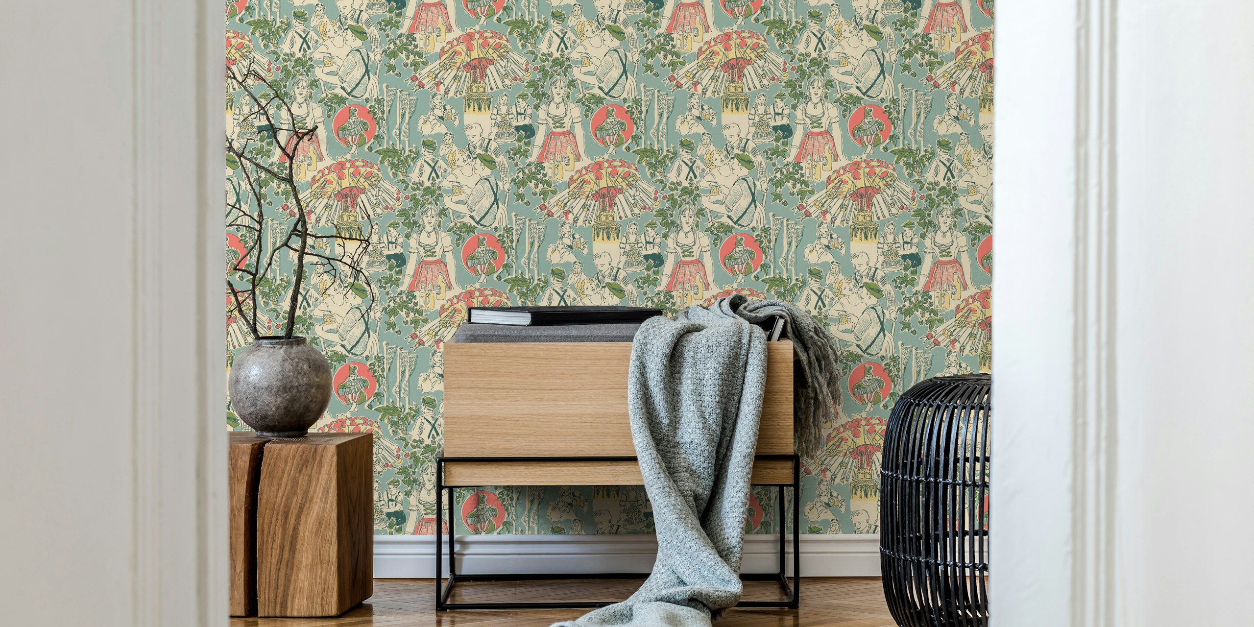 Illustrative Oktoberfest-themed pastel wallpaper