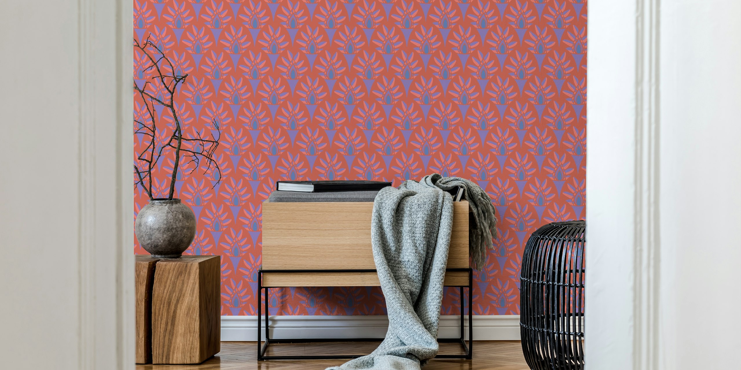 Acanthus Classical Botanical Leaf Terracotta Wallpaper