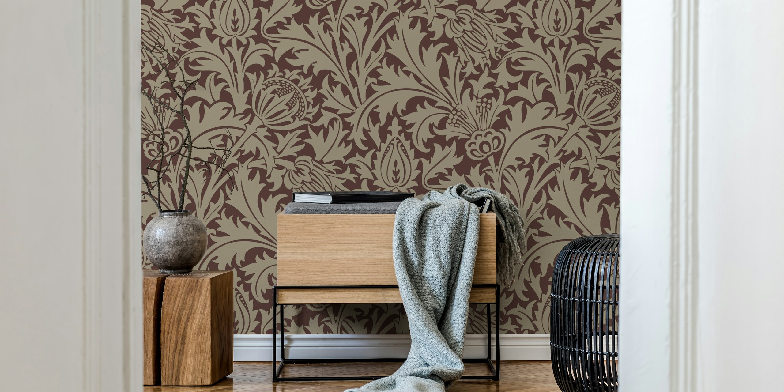 Victorian Pure Thistle 6 wallpaper in a room