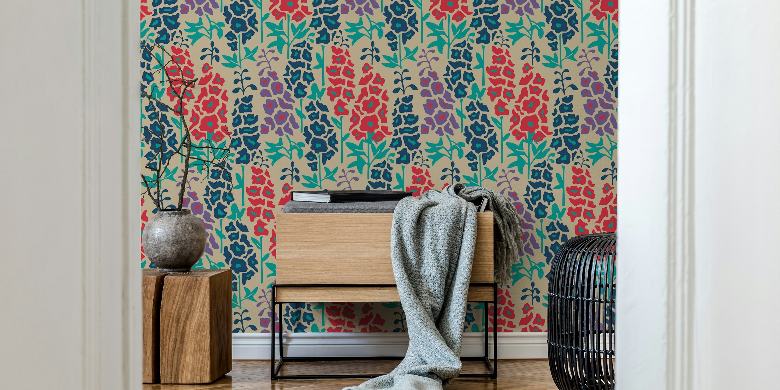 Gladiolus Garden Retro Maximalist Floral wallpaper