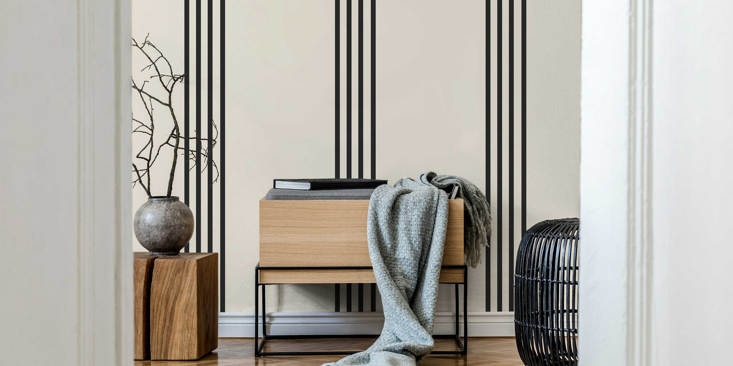 Minimalist Black Bands tapet i et rom