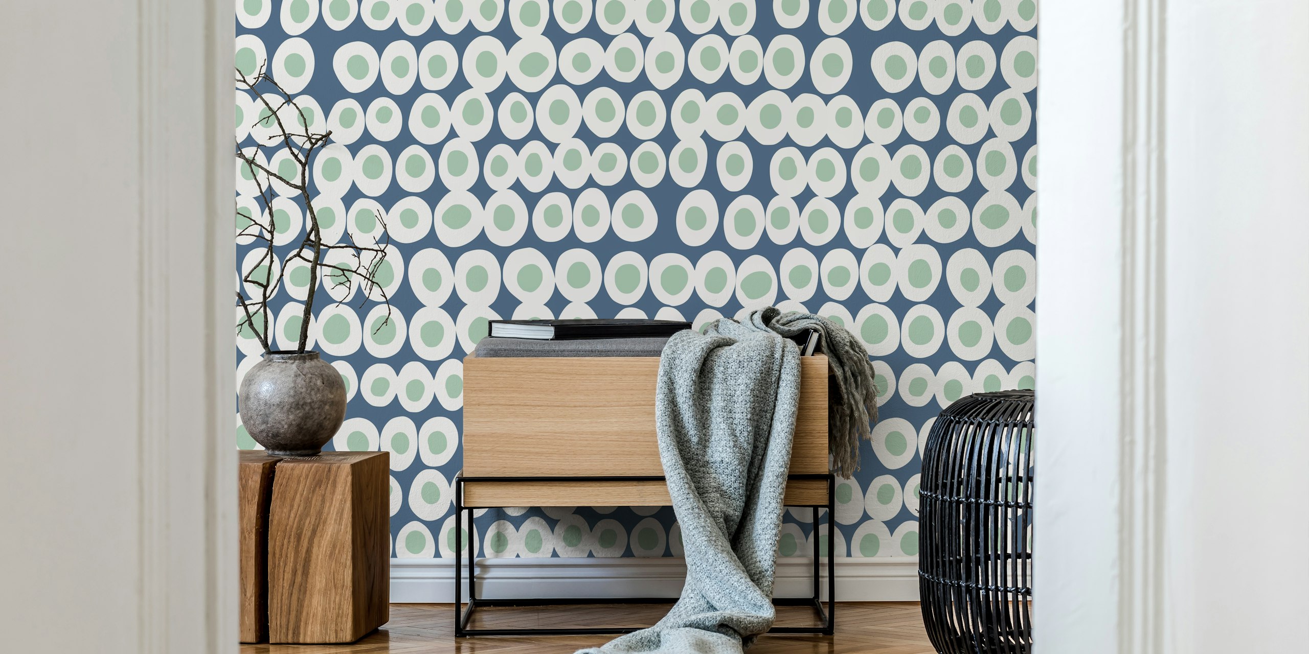 Wonderful bold dots wallpaper w niebieskim i miętowym