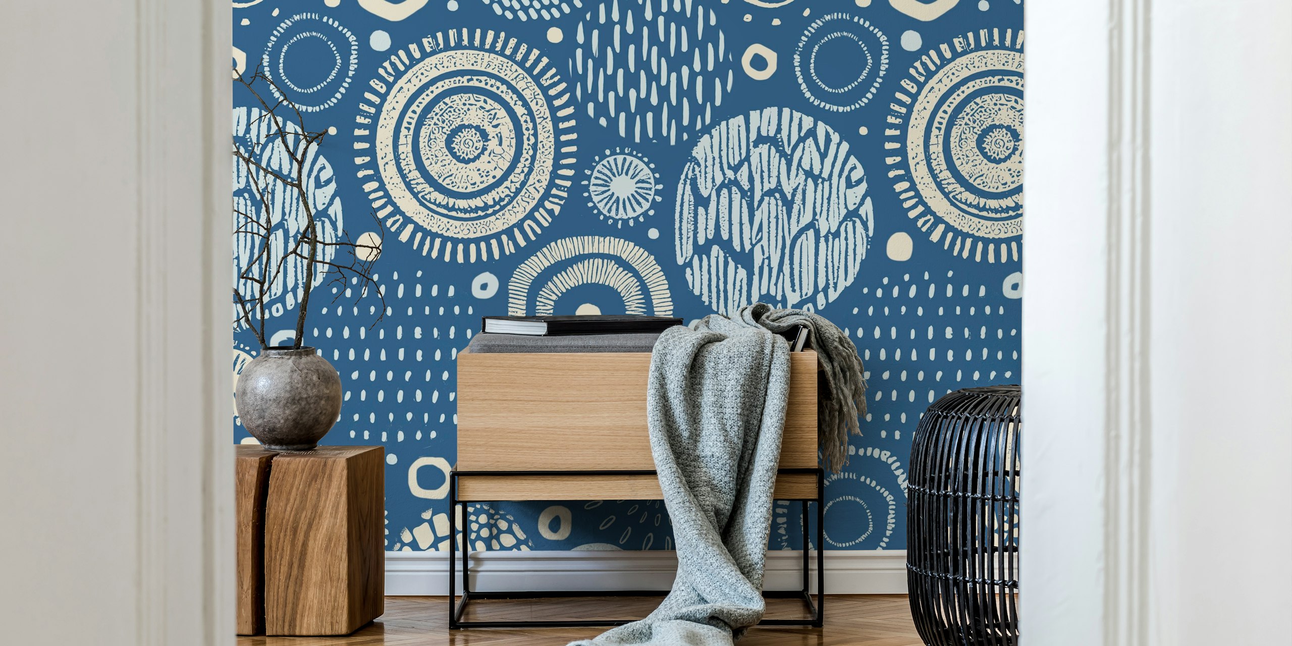 Papier peint Tribal Marks Mud Cloth Pattern dans une pièce