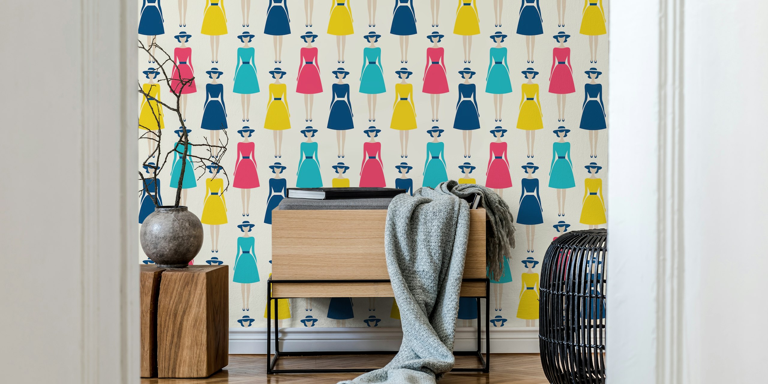 Chic retro fashion wallpaper design