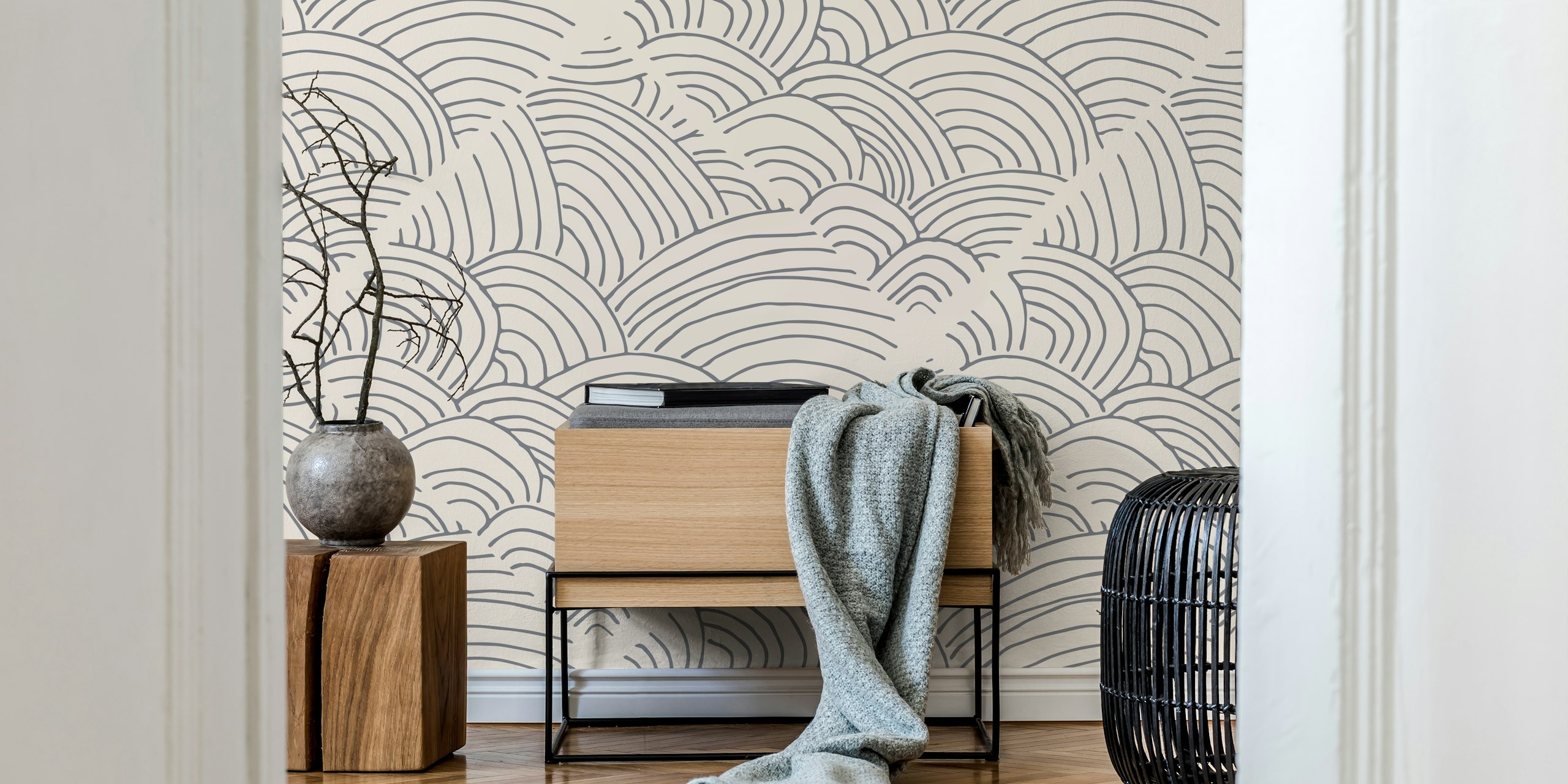 Minimalist Seawaves wallpaper in a room