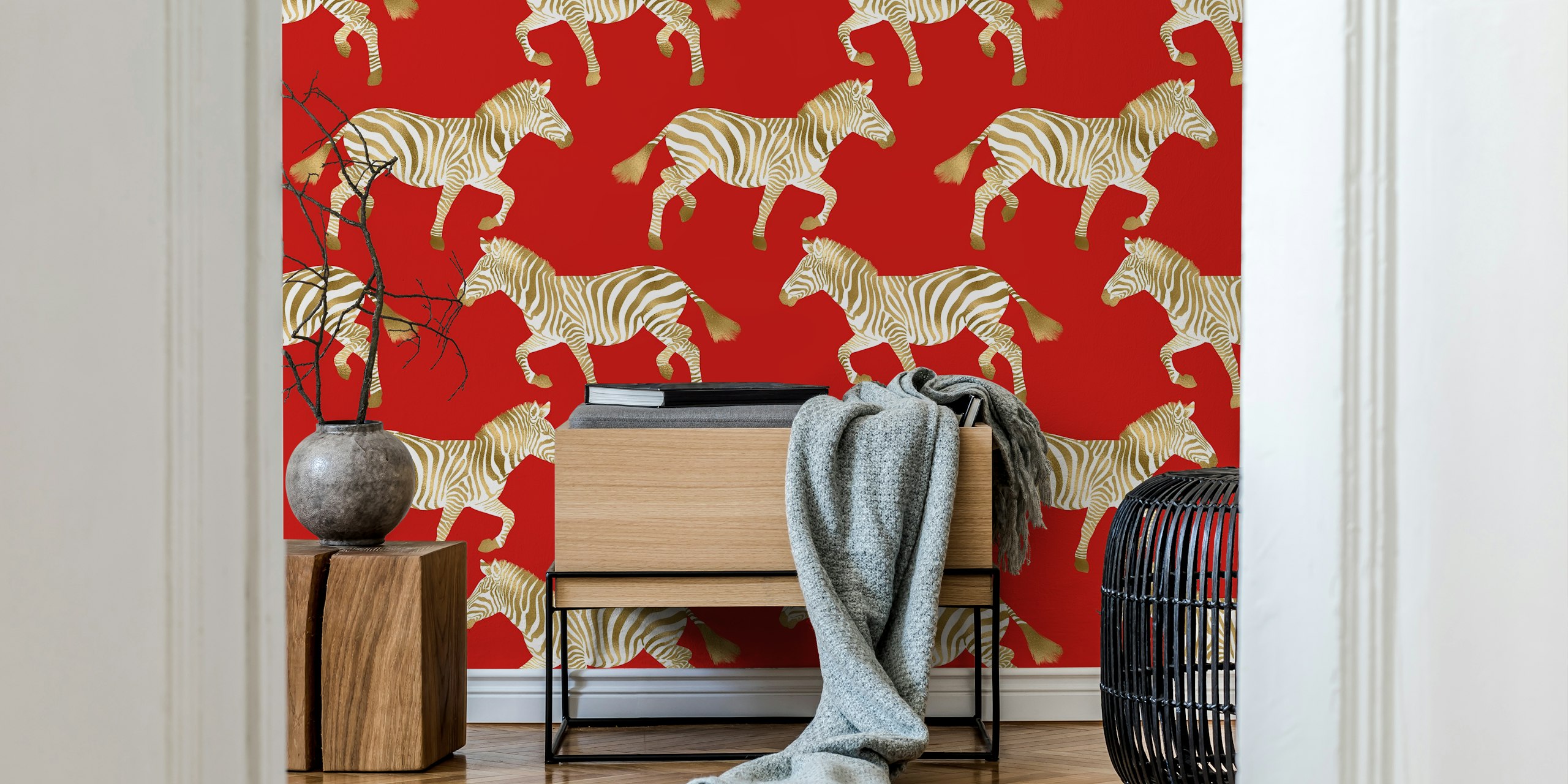Esposizione di Zebra wallpaper in una stanza