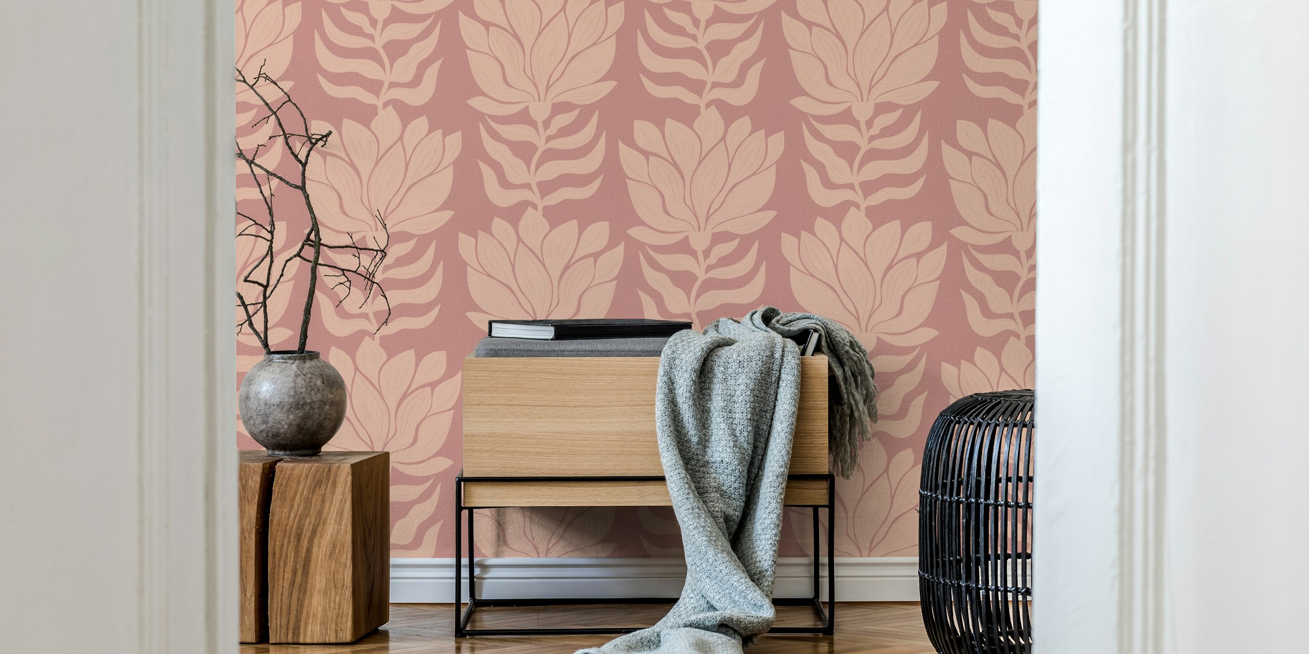 Wavy Abstract Modern Boho Flowers tapet i rummet