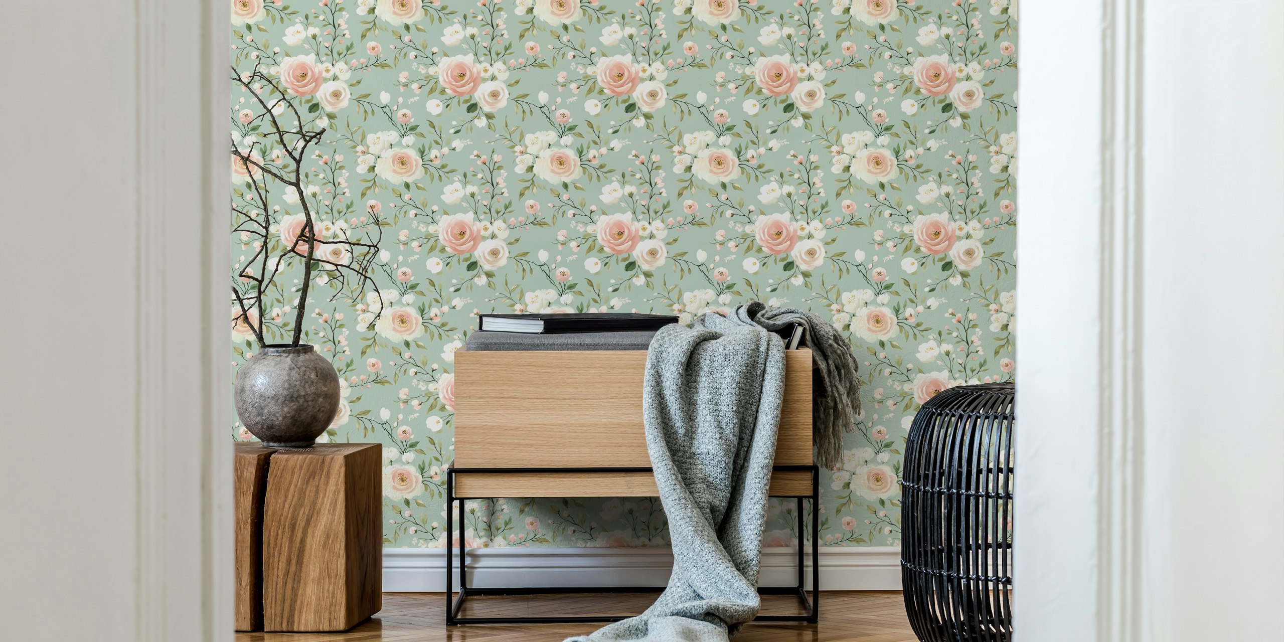 Vintage Floral Bliss wallpaper in a room