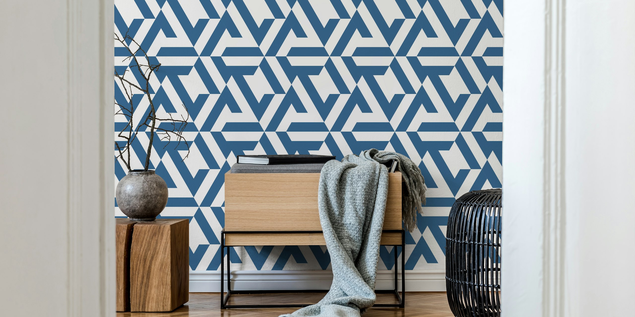 Navy blue hexagon tile wallpaper u sobi