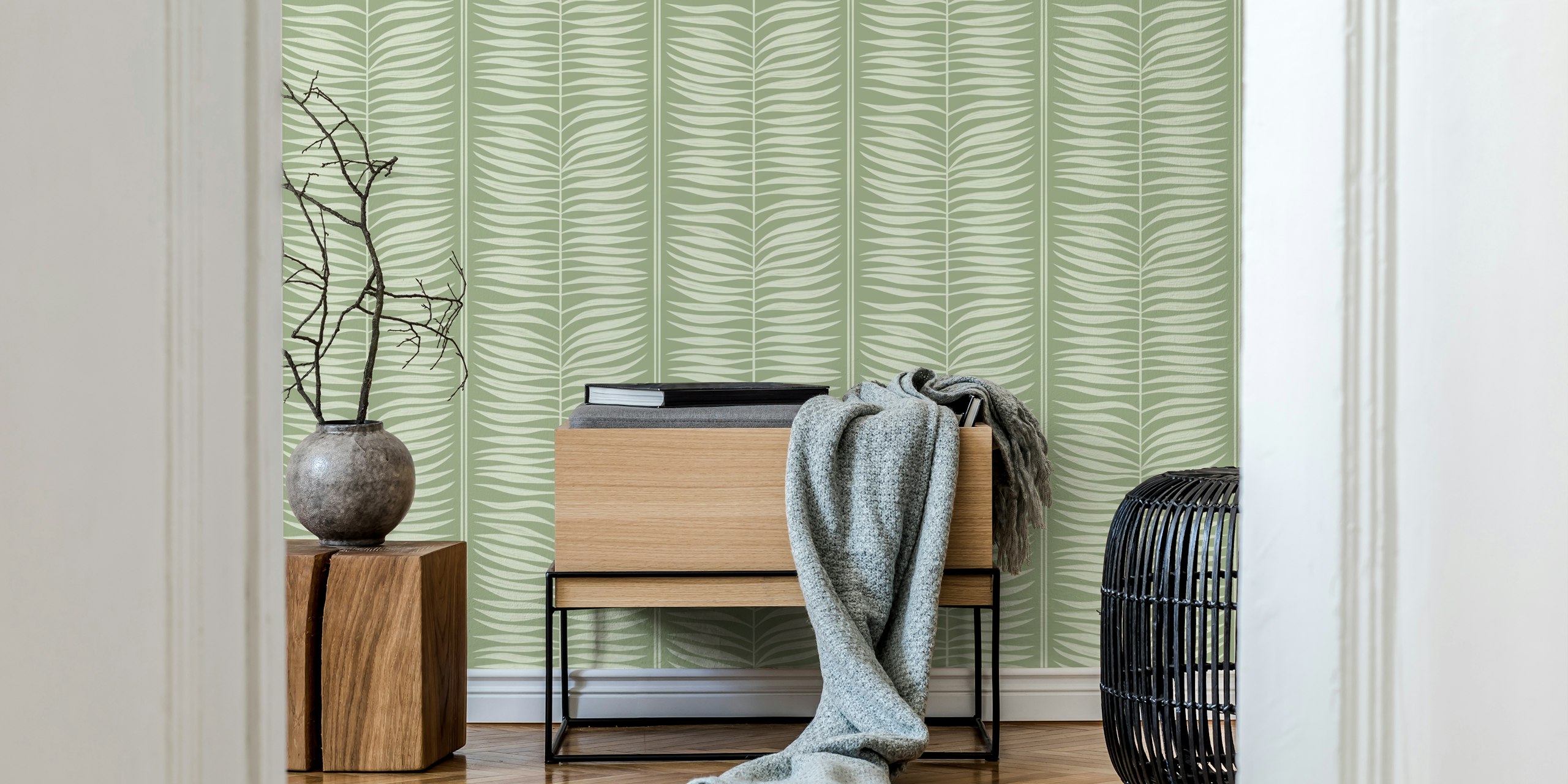 Palm Leaf Stripes wallpaper i ett rum