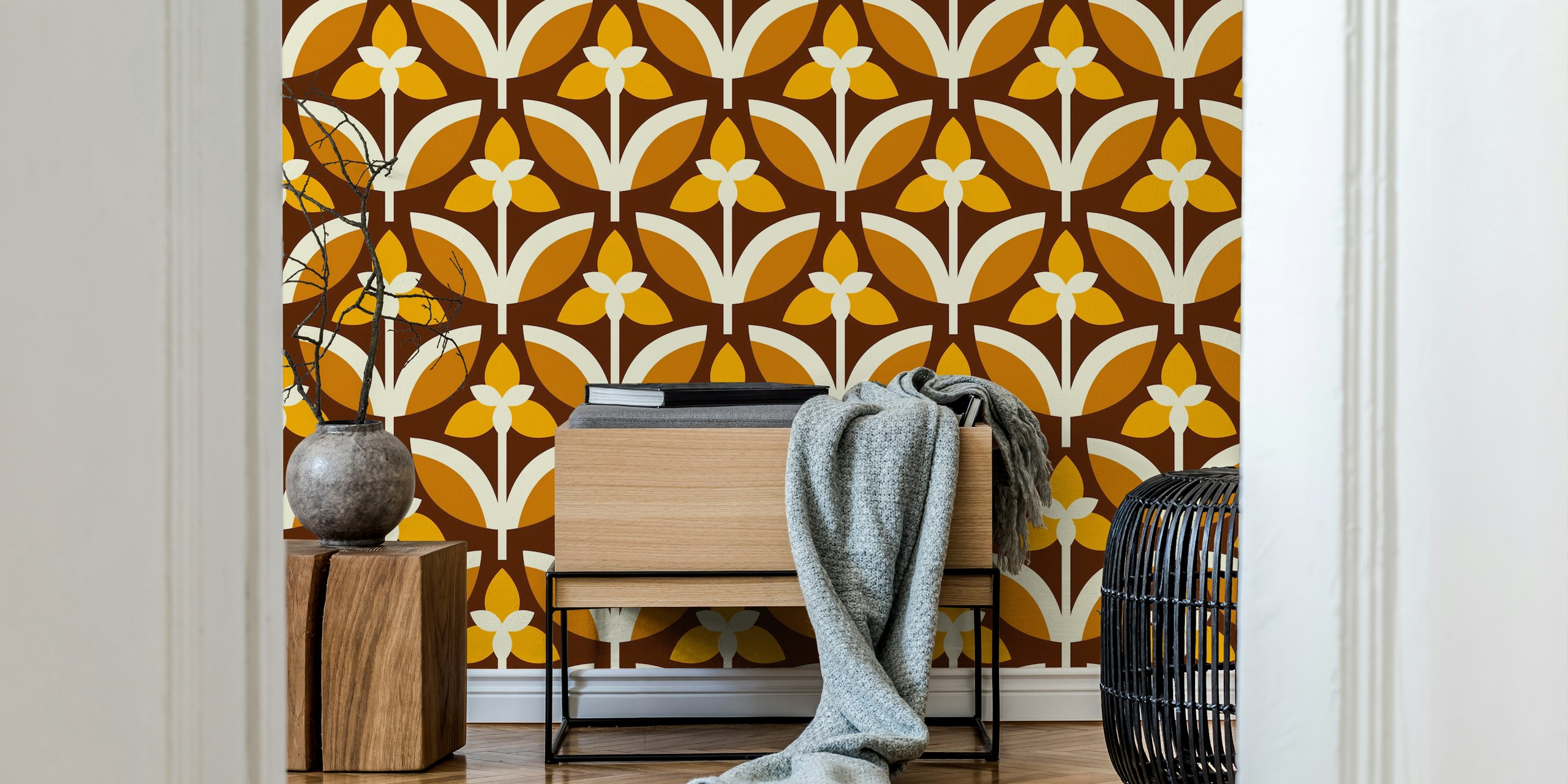 Autumn Floral Harmony wallpaper in a room