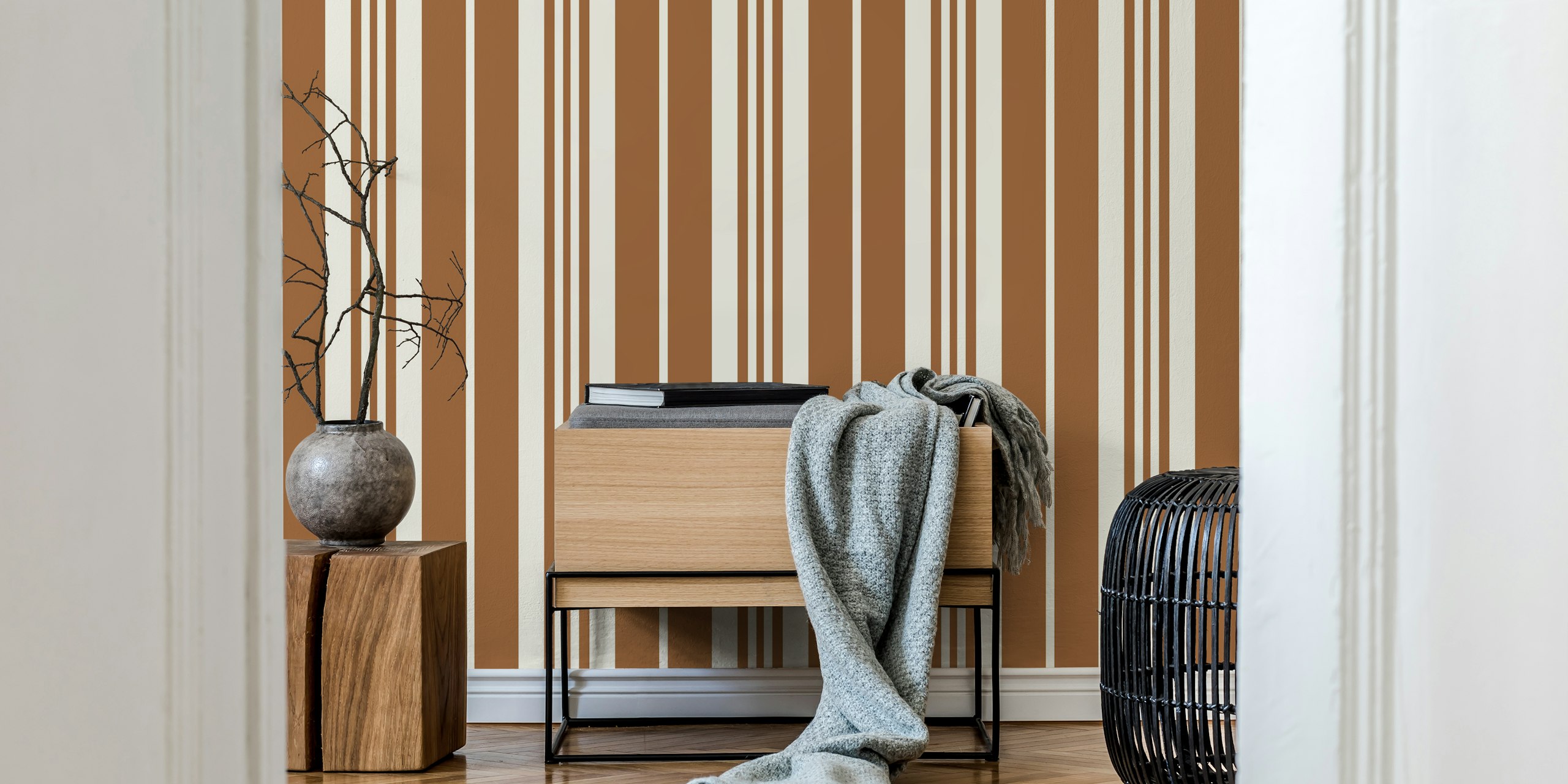 Classic vintage brown stripes Muster in einem Raum