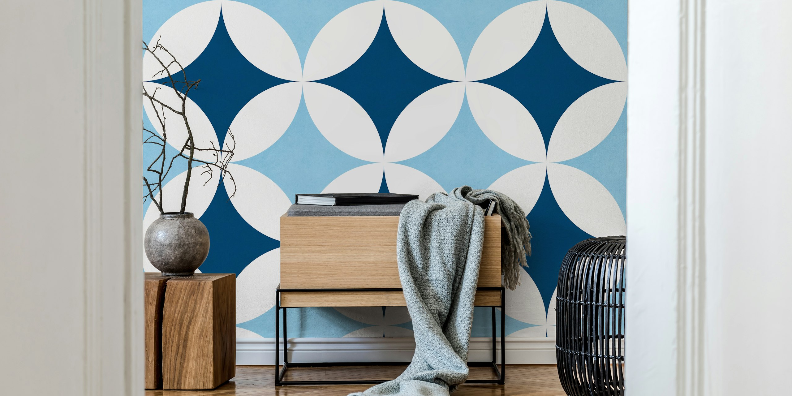 Papier peint Blue geometric pattern dans une pièce