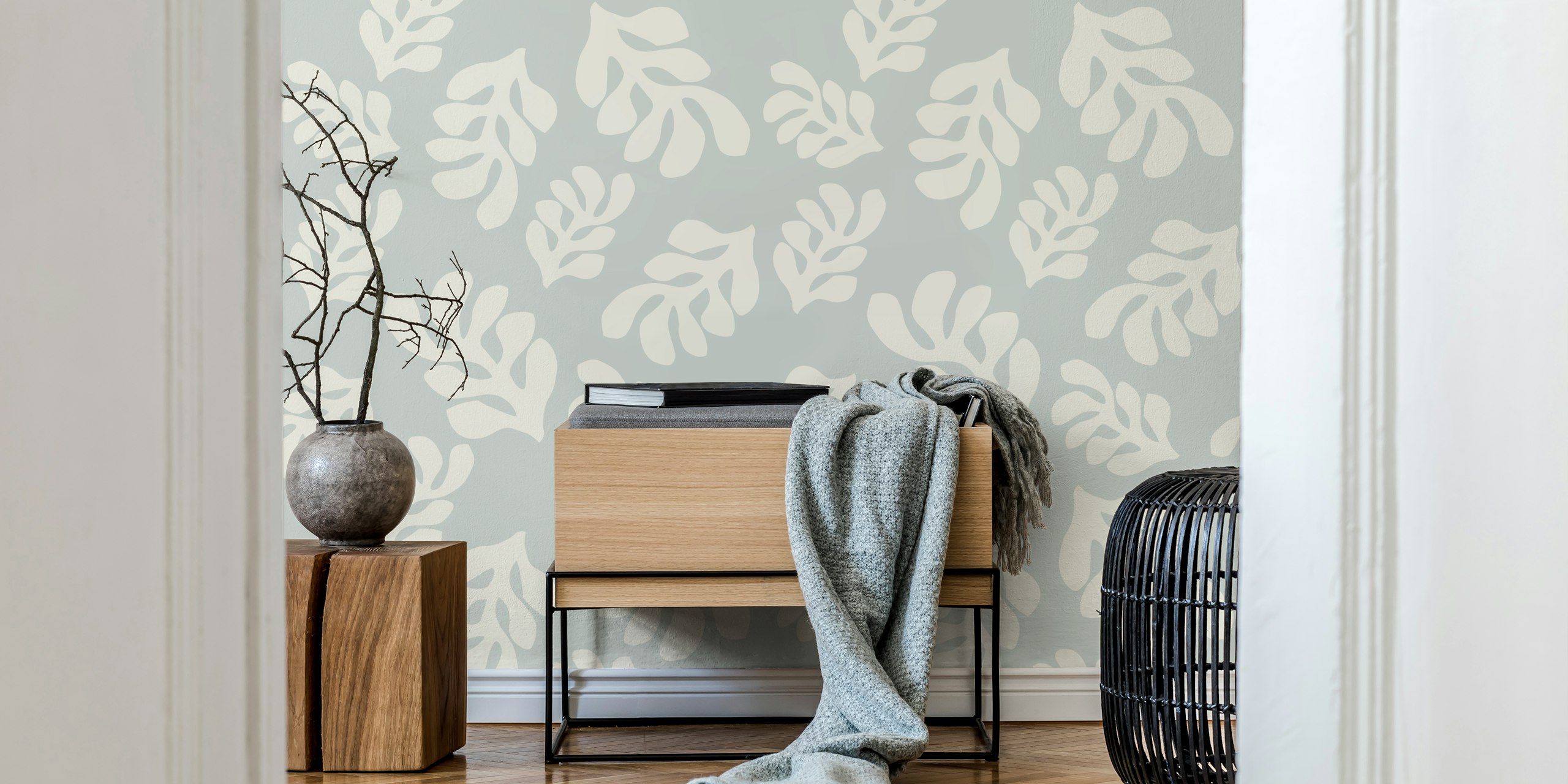 Papel tapiz Blue Matisse art en una habitación elegante