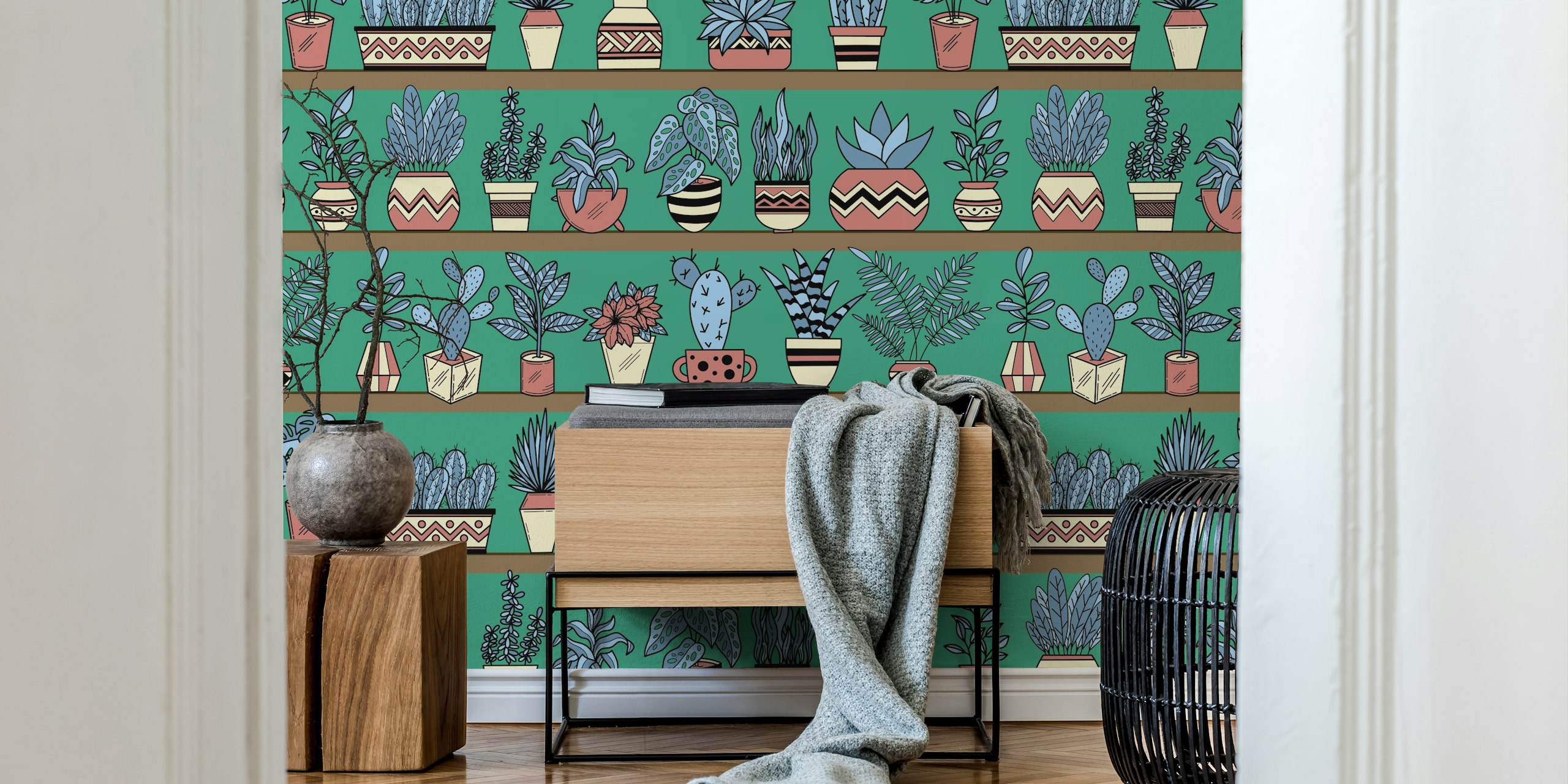 Shelves with Vase Plants design tapety