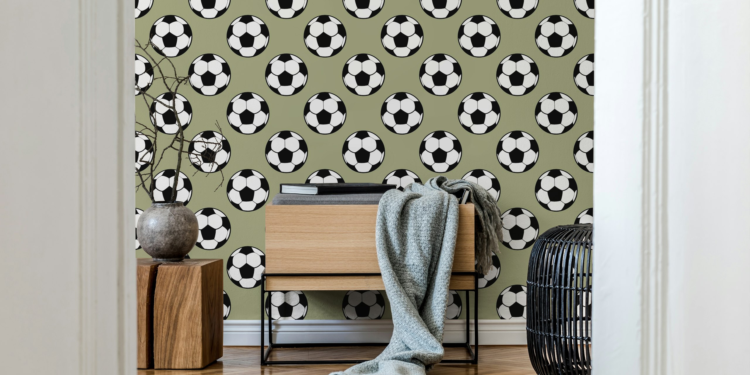 Soccer Ball Tapetdesign in einem Raum