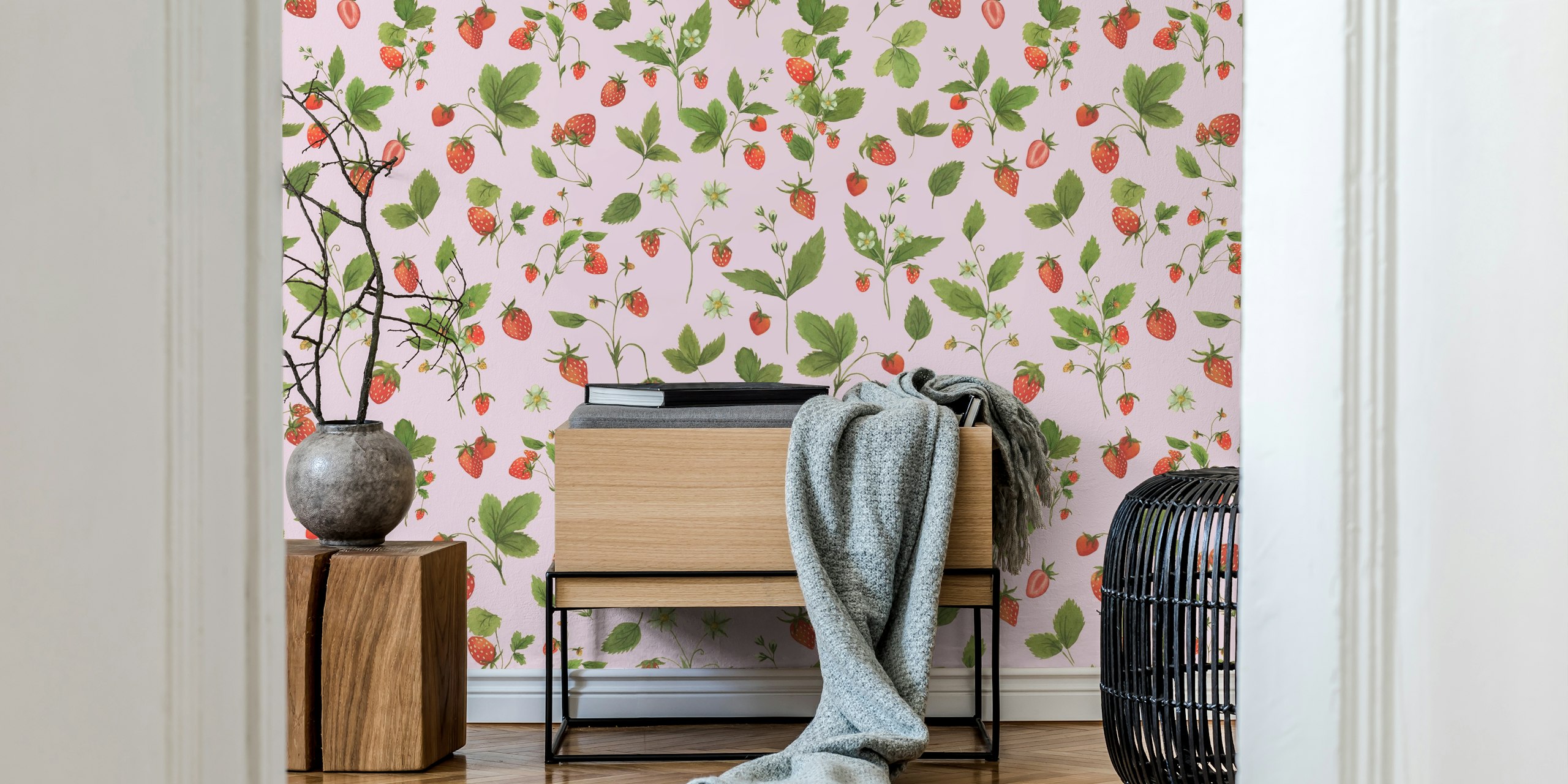 Whimsical Wild Strawberries tapetdesign