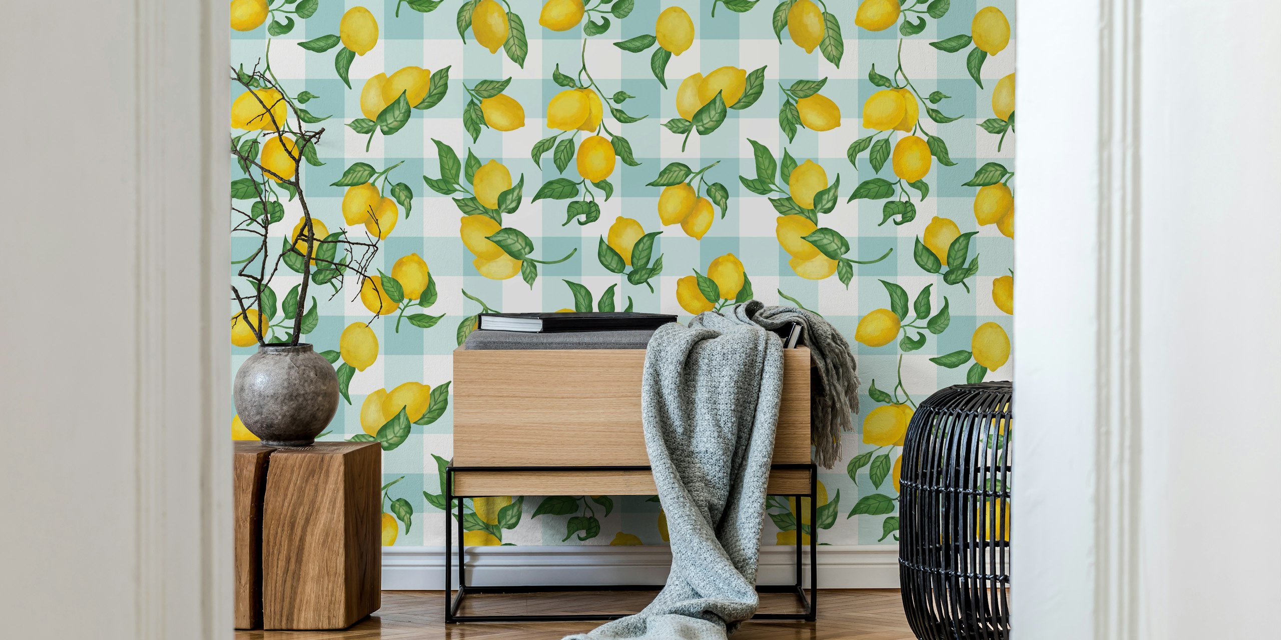 Papel de parede Lemon gouache em um quarto