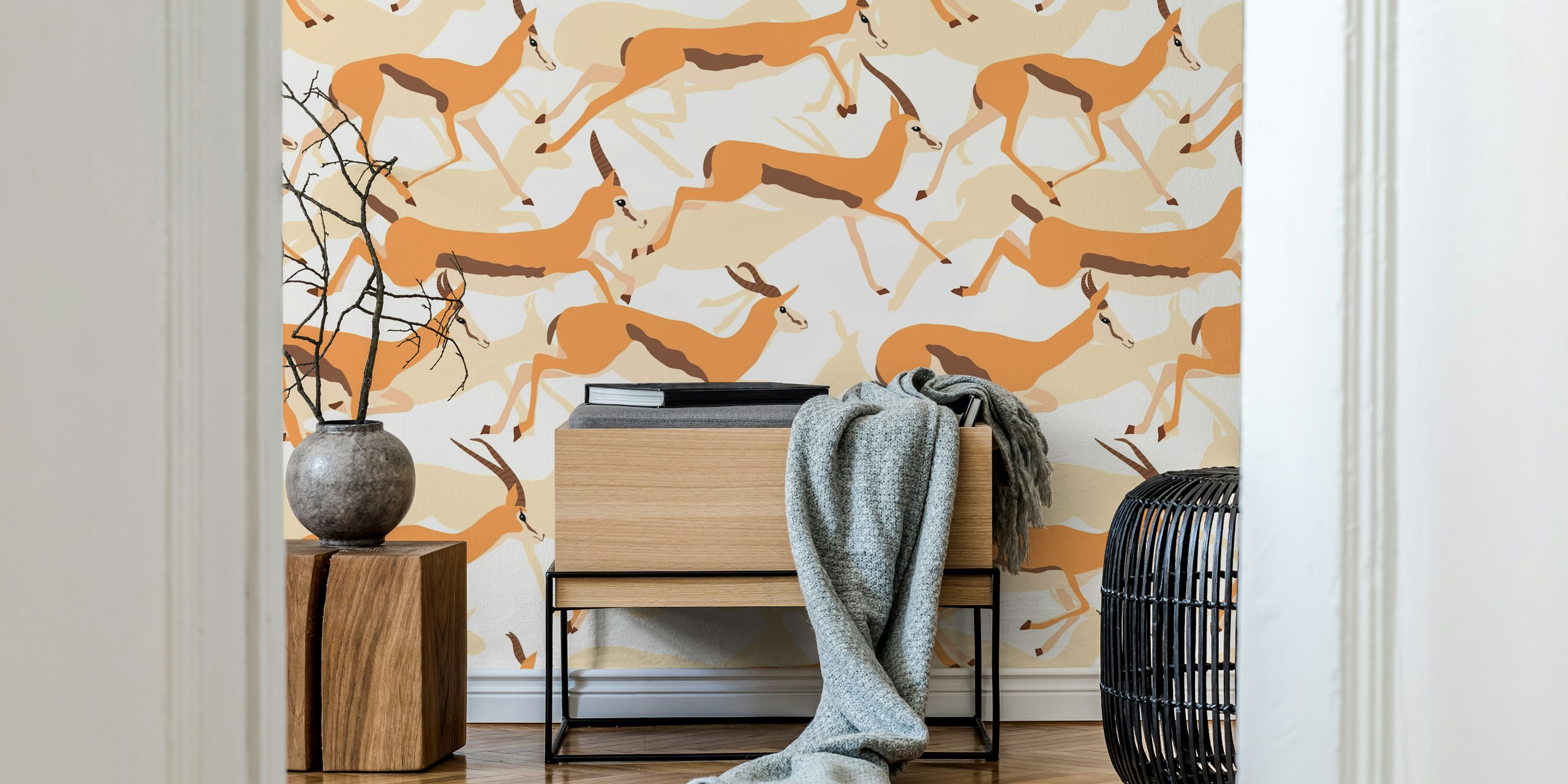 Running Gazelles Wallpaper Design in una stanza