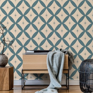 Atomic Star -Mid Century Starburst Slate Teal