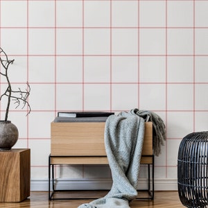 Medium Grid Pattern - White and Red