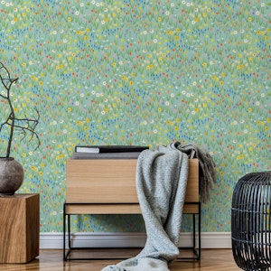Spring garden - mint green multicoloured