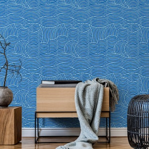 Modern Blue Wavy Stripes