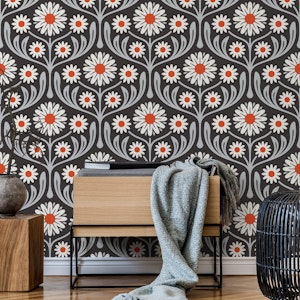Daisy Meadow Bliss in Gray Red - L