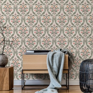 Vintage woven upholstery forest green