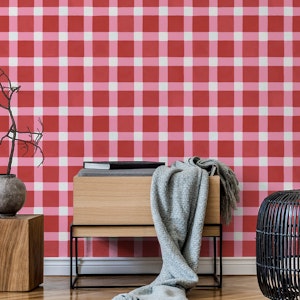 Red Checkerboard Mosaic Stripes Pink