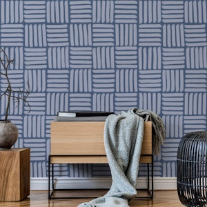 Basketweave on Blue - Large