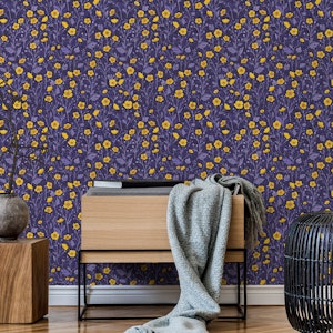 Buttercups, yellow and violet