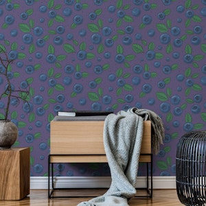 Blueberries on dark blue-magenta