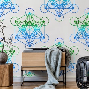 Archangel Metatron's Cube - blue and white