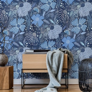 shibori blue florals