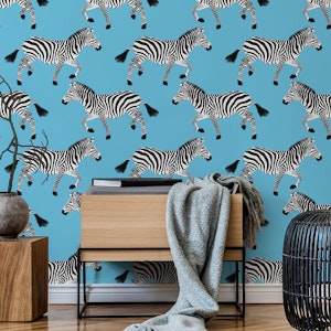 Zebra wallpaper 9 Iceberg Blue