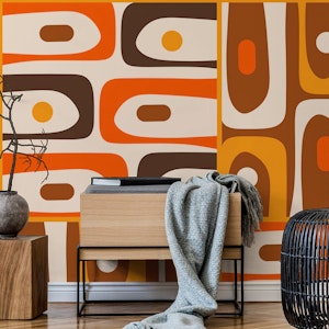 Mid Century Modern Piquet 70s Orange Brown