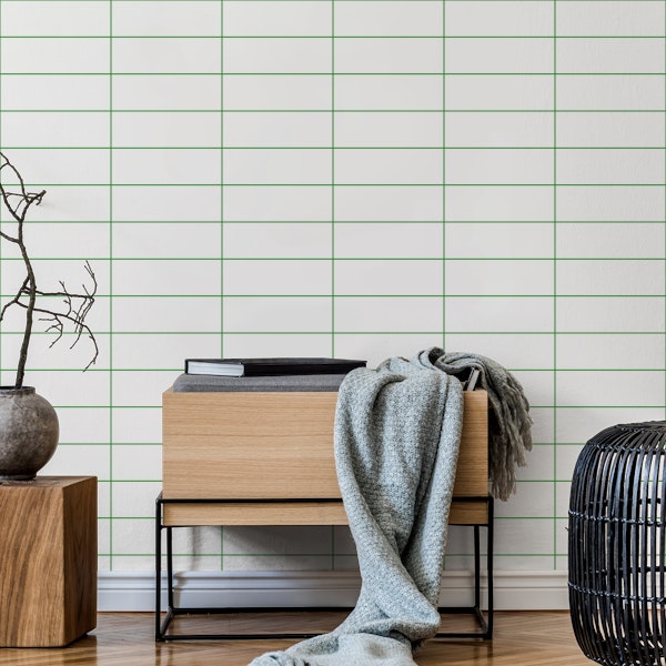 Horizontal Grid Pattern - White and Green