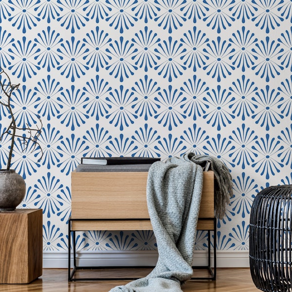 Abstract Floral Beige Blue