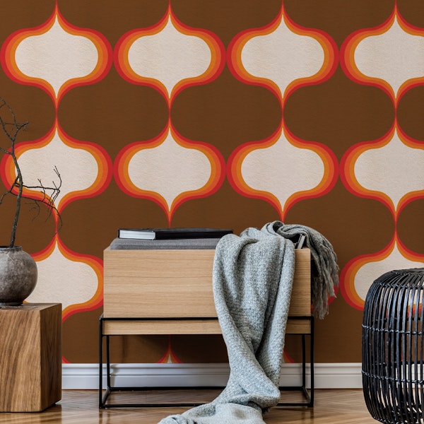 Retro Groovy Medallion Sunset Tones