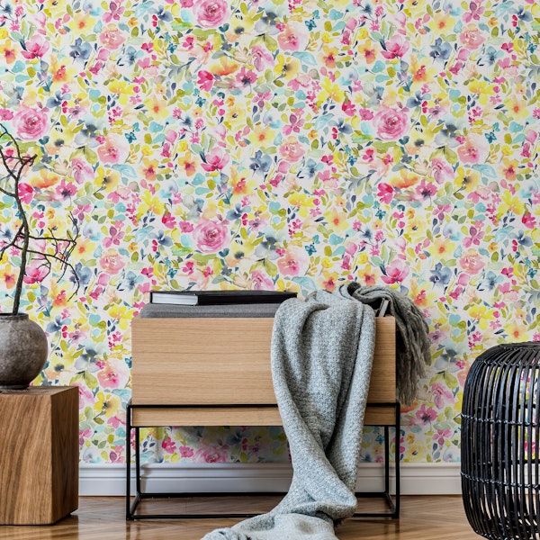 Vibrant multicolor summer flowers pattern