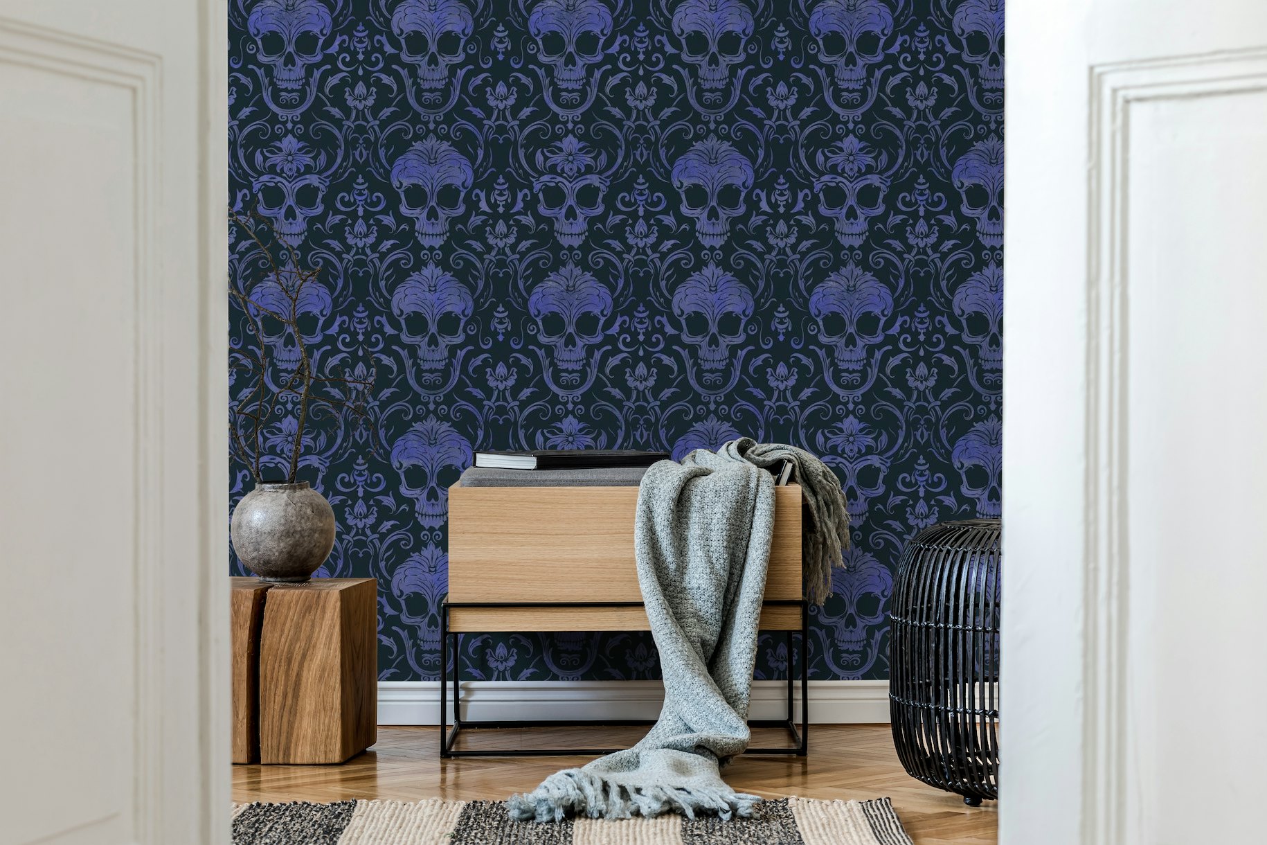 blue sugar skull wallpaper