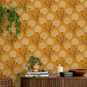Abstract meadow plants pattern, brown (2882B)