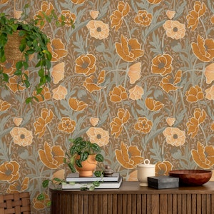 Rustic Poppies - Brown