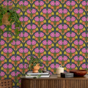 Blooming Florals Damask - Pink Orange Yellow