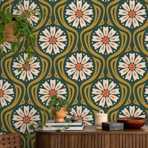 Colorful Floral Fiesta in Yellow Green - L